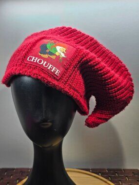 LA CHOUFFE Beer Hat Red GNOME Cap Fleece Lined Knitted Outer OSFM no bell
